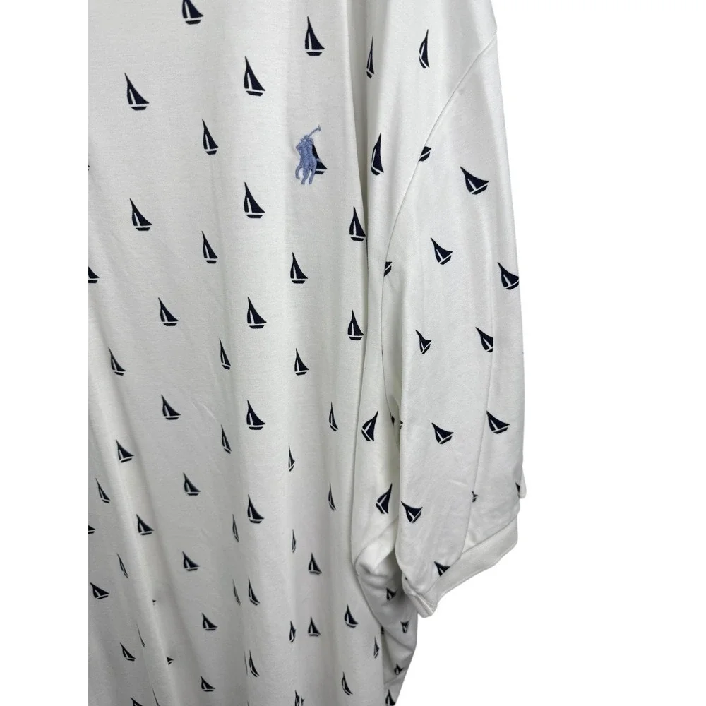 Polo Ralph Lauren Polo Shirt Mens‎ 3XLT White Sailboat Print Nautical Cotton